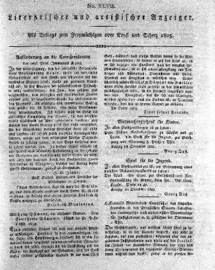 Literarischer und artistischer Anzeiger, No. XLVII.