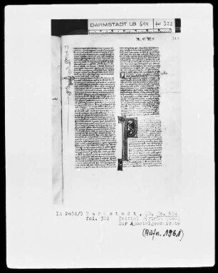 Biblia sacra mit einem altlateinischen Judith-Text — Initiale P(rimum quod), Folio 322recto