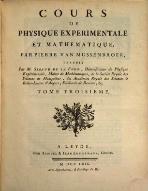 Cours De Physique Experimentale Et Mathematique, 3