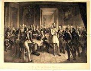 Die Mitglieder der Dresdener Konferenzen bei ihrer ersten Zusammenkunft im Brühlschen Palais am 23. Dezember 1850