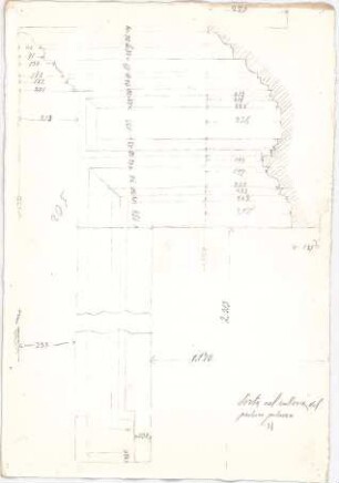 Voit, Johann Michael; Mappe mit Berechnungen und verschiedenen Skizzen - Tür (Aufriss)