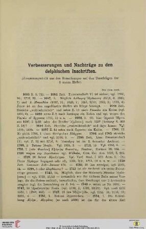 Verbesserungen und Nachträge zu den delphischen Inschriften