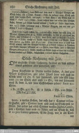 Stich-Rechnung mit Zeit