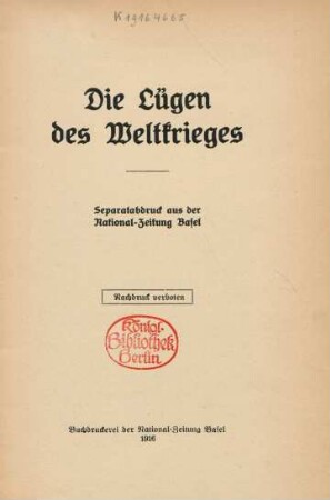 Die Lügen des Weltkrieges
