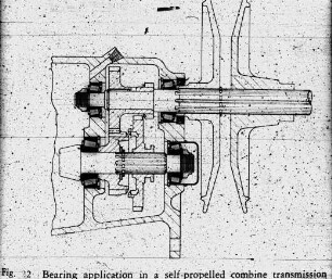 Bearing application in a self-propelled combine transmission