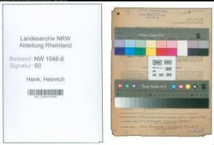Entnazifizierung Heinrich Henk , geb. 15.09.1885 (Kalkulator)