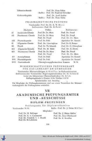 VII. Akademische Prüfungsämter- und -ausschüsse: Diplomprüfungen