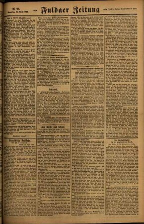 Zweite Ausgabe vom Samstag, den 24. April 1920.
