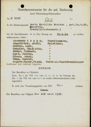 Wurster, Berta Mathilde