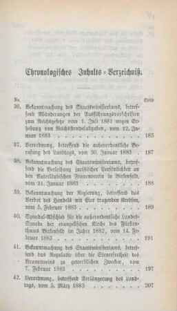 Chronologisches Inhalts-Verzeichniß