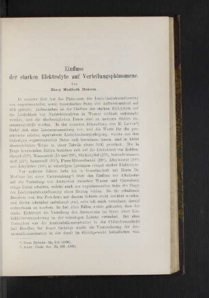Einfluss der starken Elektrolyte auf Verteilungsphänomene.
