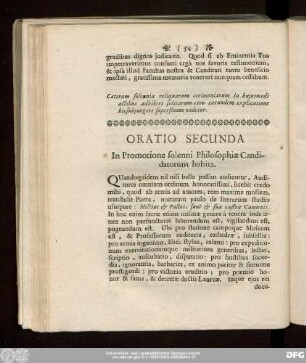 Oratio Secunda In Promotione solenni Philosophiae Candidatorum habita.