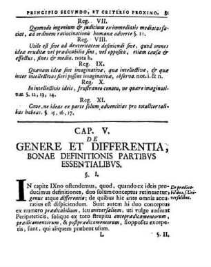 Cap. V. De Genere Et Differentia, Bonae Definitionis Partibvs Essentialibvs