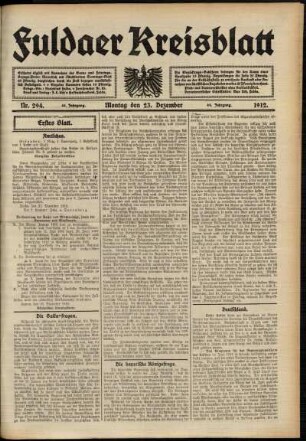 Erste Ausgabe vom Montag, den 23. Dezember 1912.