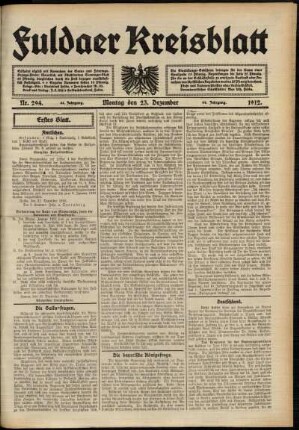Erste Ausgabe vom Montag, den 23. Dezember 1912.
