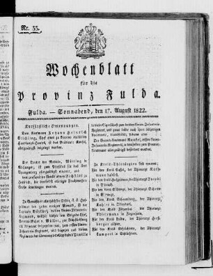Nr. 33, Ausgabe vom 17. August 1822