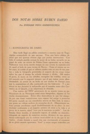 Dos notas sobre Rubén Darío