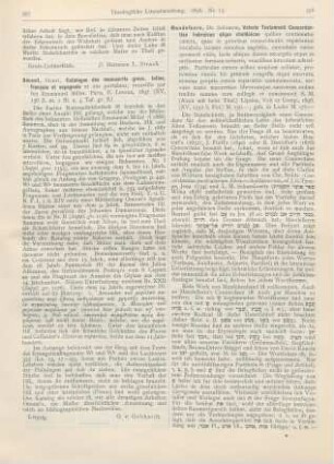 357 [Rezension] Omont, Henri, Catalogue des manuscrits grecs, latins francais et espanols