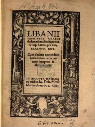 Libanii Sophistae Graeci declamatiunculae aliquot