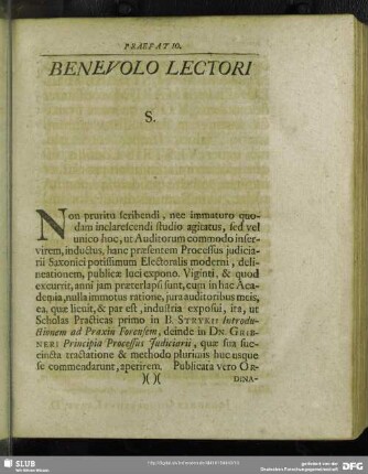 Praefatio. Benevolo Lectori