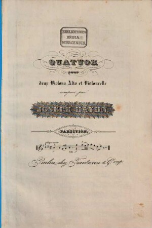 Partition des quatuors, 70. [H 3,13]. - 18 S. - Pl.-Nr. 869