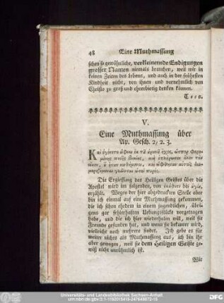 V. Eine Muthmassung über Ap. Gesch. 2,2.3.