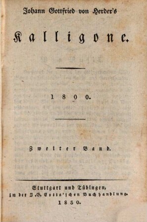 Johann Gottfried von Herder's Kalligone : 1800, 2