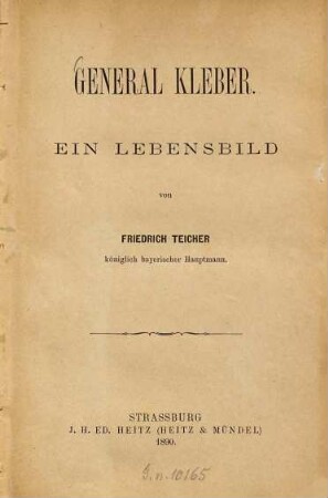 General Kleber : Ein Lebensbild