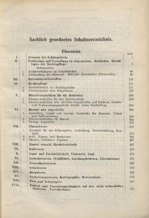 Sachlich geordnetes Inhaltsverzeichnis