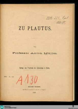 Zu Plautus