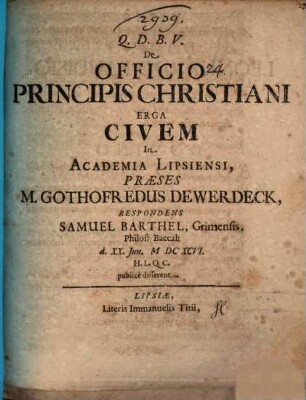 De Officio Principis Christiani Erga Civem