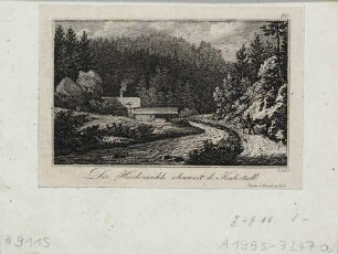 Die Heidemühle am Lichtenhainer Wasserfall im Kirnitzschtal zwischen Bad Schandau und Hinterhermsdorf bei Sebnitz in der Sächsischen Schweiz
