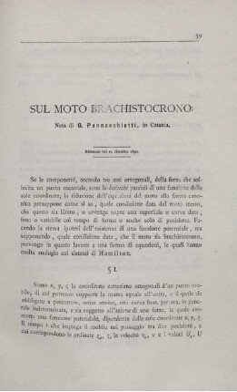 Sul moto brachistocrono.