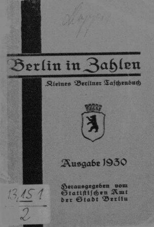 1930: Berlin in Zahlen : Taschenbuch