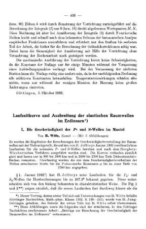 I. Die Geschwindigkeit der P- und S-Wellen im Mantel