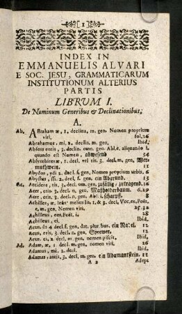 1-30, De Nominum Generibus & Declinationibus