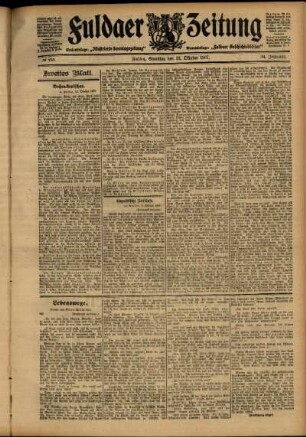 Zweite Ausgabe vom Samstag, den 12. Oktober 1907.