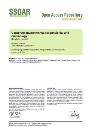Corporate environmental responsibility and criminology
