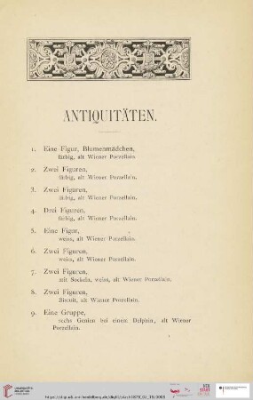 Antiquitäten (Nr. 1 - 280)