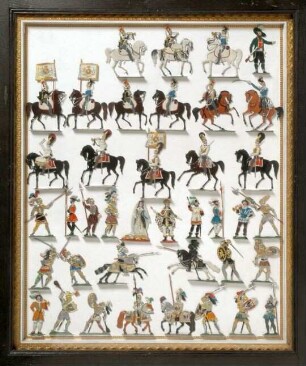 Zinnfigurentableau: Hannoversche Truppen, Ritter, Landsknechte
