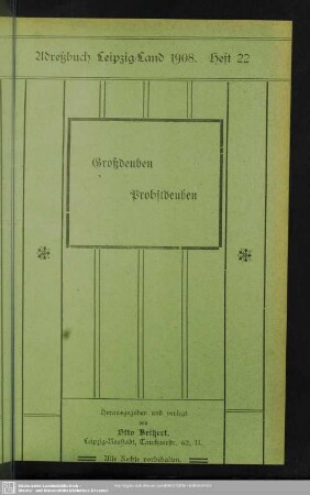 Heft 22. Großdeuben. Probstdeuben