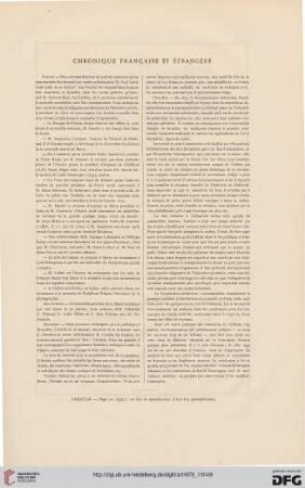 Chronique française et étrangère