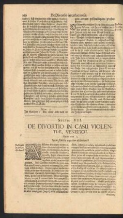 Sectio VIII. De Divortio In Casu Violentiae, Veneficii.