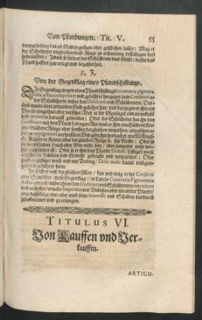 Titulus VI. Von Kauffen und Verkauffen.