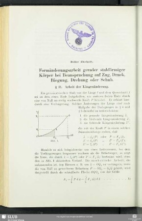 Dritter Abschnitt. Formänderungsarbeit gerader stabförmiger Körper bei Beanspruchung auf Zug, Druck, Biegung, Drehung oder Schub.