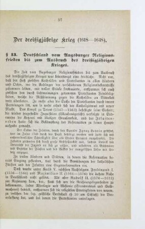§ 13. Deutschland vom Augsburger Religionsfrieden bis zum Ausbruch des dreißigjährigen Krieges