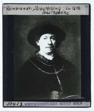 Rembrandt, Selbstbildnis mit Barett und zwei Ketten (Madrid Thyssen-B. 331 (1976.90))
