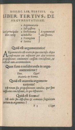 Liber Tertius, De Argumentatione.