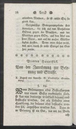 Viertes Hauptstük. Von der Zurechnung zur Belohnung und Straffe