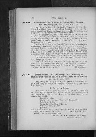 No. 141 Bekanntmachung der Direktion der Altona-Kieler Eisenbahn, betr. Tarifvorschriften